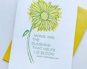 Sunflower Mom - Letterpress Mother's Day Greeting Card