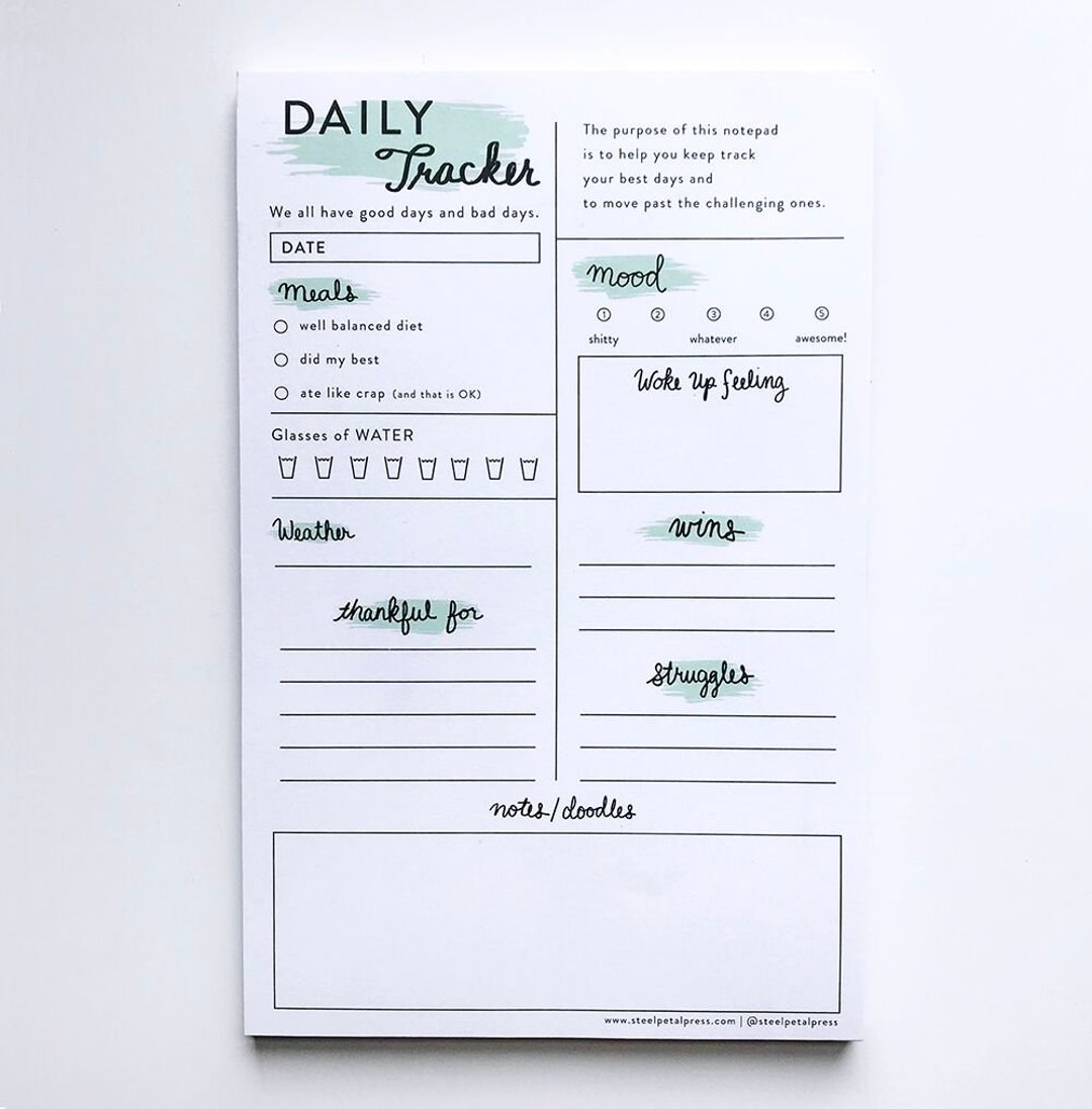 Notepads Mint Daily Tracker - Etsy