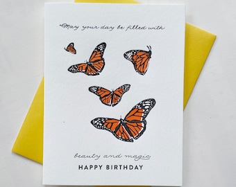 Magic Butterfly Birthday - Letterpress Birthday Greeting Card