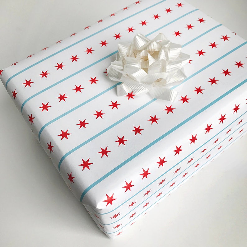 Wrapping Paper Chicago Flag Etsy