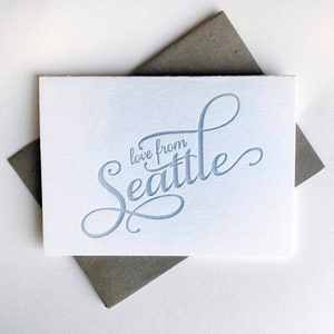 Amor de Seattle - Cartão de felicitações regional em tipografia