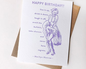 Marilyn Monroe Birthday - Letterpress Birthday Greeting Card