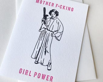 Letterpress Encouragement & Friendship card - MF Girl Power Censored