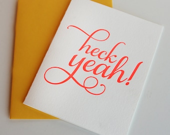 Letterpress Congratulations - Graduation - Celebration card - Heck Yeah!