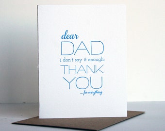 Dad Thanks - Letterpress Father's Day Greeting Card