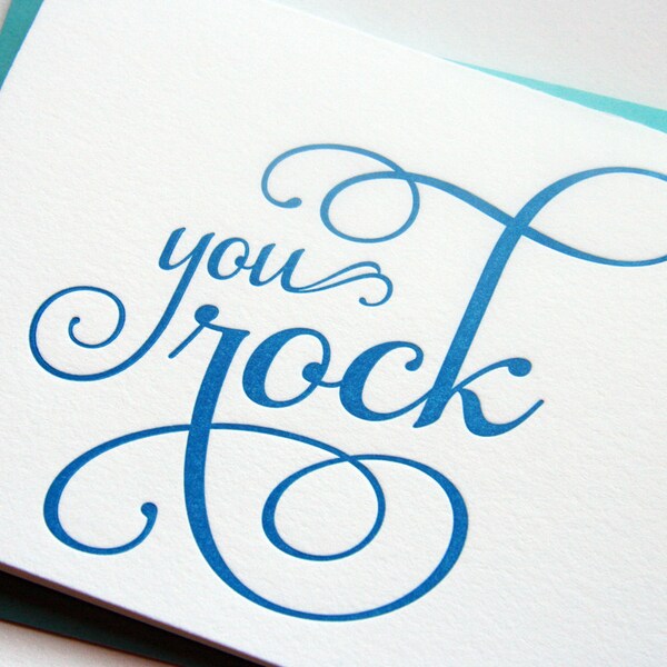 SALE - Letterpress Congratulations/Graduation Card - You Rock