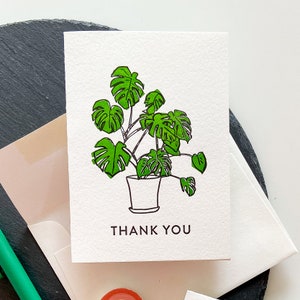 Monstera Thanks - Cartão de agradecimento em tipografia