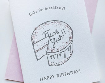 Breakfast Cake Birthday - Letterpress Birthday Greeting Card