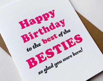 Cumpleaños Bestie - Tarjeta de felicitación de cumpleaños tipográfica