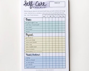 Notepads - Self Care Checklist Tracker