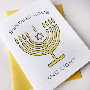 Carte pour les Fêtes Amour et lumière de Menorah - Hanoucca Hanoucca