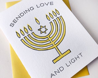Letterpress Christmas Card Letterpress Holiday Card - Menorah Love Light