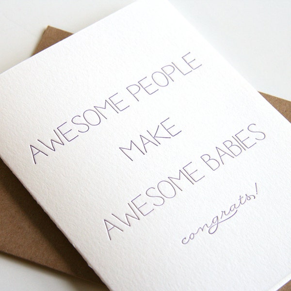 Letterpress Baby Congratulations Card - Awesome Babies