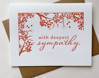 Letterpress Sympathy card - Deepest Sympathy