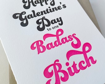 Letterpress Valentine's Day Love card - Badass Galentine