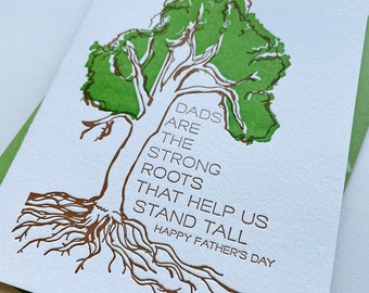 Letterpress Fathers Day card - Strong Roots Dad