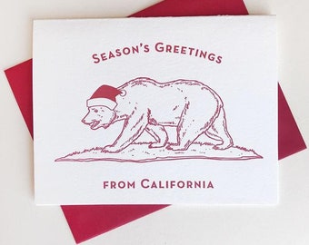 Letterpress Holiday card - Season's Greetings California