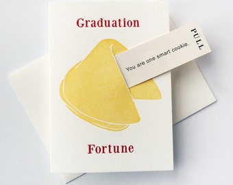 Letterpress Congratulations Graduation card- Fortune Cookie Smart Cookie