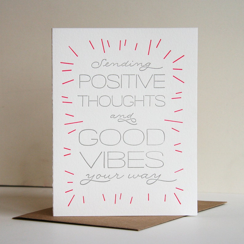 Letterpress Sympathy and Encouragement Card Good Vibes image 2