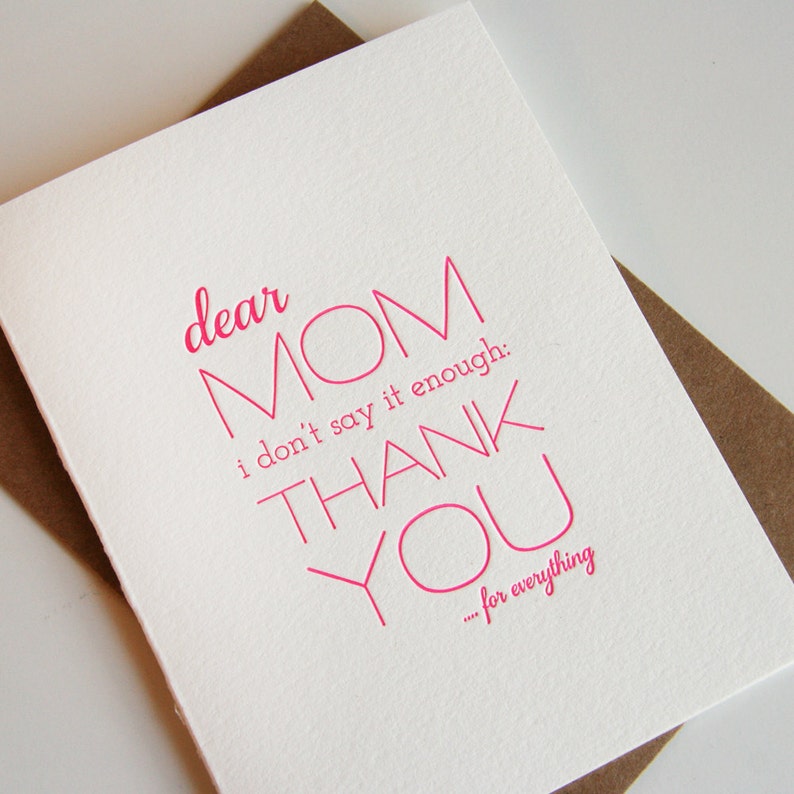 Mom Thanks Letterpress Mother's Day Greeting Card image 1