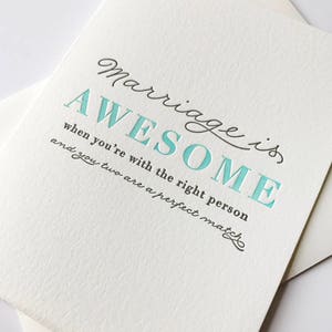 Letterpress Wedding Marriage Congratulations card - Marriage Is Awesome