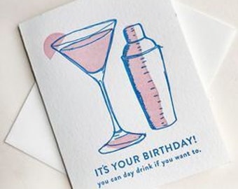 Day Drink - Letterpress Birthday Greeting Card