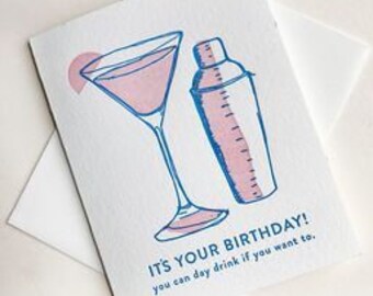 Day Drink Birthday - Letterpress Birthday Greeting Card