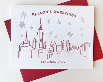 Letterpress Holiday card - Season's Greetings New York