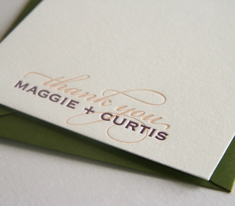 Letterpress Wedding Thank You card fifty cards 2color