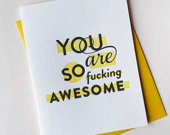 Letterpress Love Card - Fucking Awesome