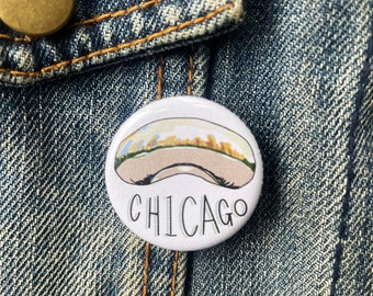 Chicago Bean Round Button