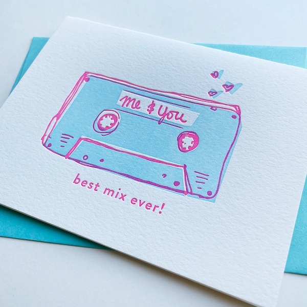 Mixtape Love - Letterpress Love, jubileum en Valentijnsdag Greeting