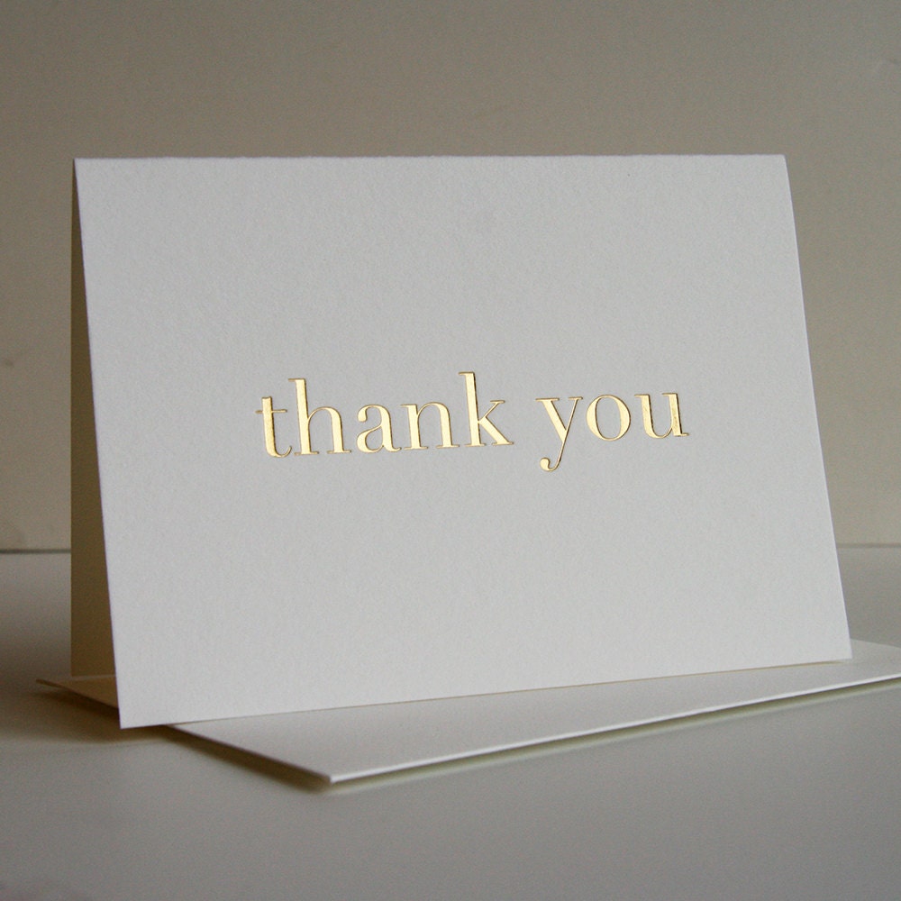 Thank You Card Plain Thanks Gold Gold Foil Etsy