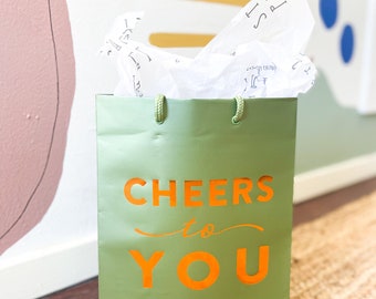 Cheers to You Gift Bag - Metallic Foil-Stamped Gift Bag