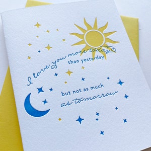 Love You More - Letterpress Love, Anniversary and Valentine&#39;s Day Greeting Card