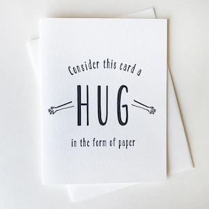 Cartão de simpatia e incentivo impresso em tipografia - Paper Hug