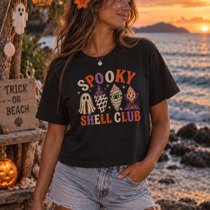 Spooky Shell Club Boxy Tee | Halloween seashell ghost design
