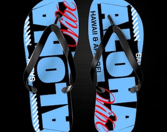 Flip Flops, SaltyAlohaHawaii Apparel Co - Beachy Vibes Footwear, Hawaiian Flip Flops Gift, Summer Vacation Sandals, Tropical Themed