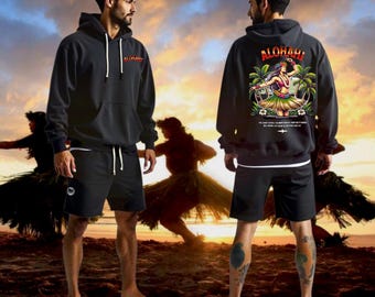 Hawaiian Aloha Hoodie, Unisex Pullover Sweatshirt, Resort Wear, Beach Vacation, Hula Dance Fashion, Island Style Apparel