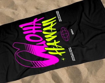 SaltyAlohaHawaii Beach Towel - Ocean Vibe Summer Essential, Tropical Towel, Vacation Accessory, Island Getaway Gift, Coastal Home Decor