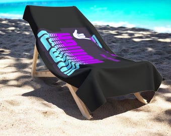 Salty Aloha Hawaii Beach Towel | Retro Neon Shaka Design