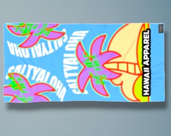 Tropical Beach Towel, Vibrant Hawaiian Towel, Summer Gift, Vacation Essential, Poolside Relaxation, Surfing Gear, Travel Accessory