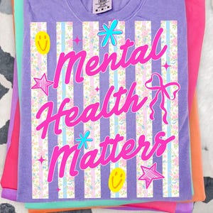 Mental hälsa är viktigt png, randig mental hälsa png, kokett rosett mental hälsa png, preppy mental hälsa png, blommig mental png