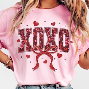 Valentine XOXO Coquette Sparkly Glitter Png, Xoxo PNG, Red Faux Sequins Valentines Png, Valentines Coquette PNG, Valentines Day Shirt Design