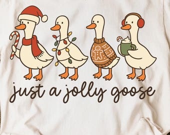 Jolly Goose PNG, Funny Christmas Goose Sublimation Design, Holiday Goose Shirt PNG, Hot Cocoa Goose Clipart, Festive Animal PNG