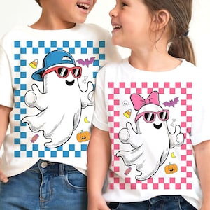 Halloween Ghost Kids Png, Girl Boy Halloween Png, Halloween Ghost Pumpkin Png, Spooky Halloween Kids Shirt Png, Halloween Coquette Bow Png