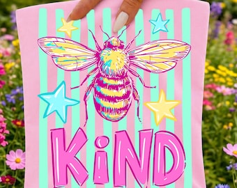 Bee Kind Png, Striped Bee Png, Retro Bee Png, Preppy Bee Png, Positive Png, Be Kind Png, Teacher Png, Student Png, School Png