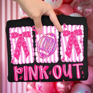 Pink Out Png, Football Breast Cancer Awareness Png, Pink Ribbon Sublimation, Coquette Bow Png, Leopard Print Gameday Shirt, Digital Download