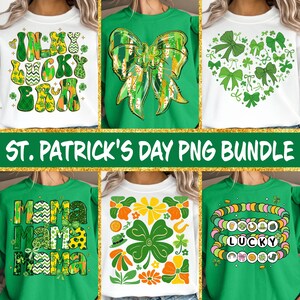 St Patrick&#39;s Day Png Bundle, Glitter Lucky St Patrick&#39;s Day Coquette Png, Lucky Png, St Patricks, St Patrick day Png, St Pattys day Png