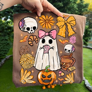Pan Dulce Halloween Ghost Png, Pantasmas Png, Coquette Bow Ghost Png, Dia De Los Muertos Png, Pan Dulce Sublimation Design, Spooky Season